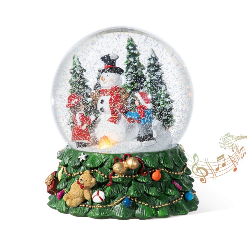 150mm Christmas Resin Lighted Musical  Snowflakes Snowman Waterglobe