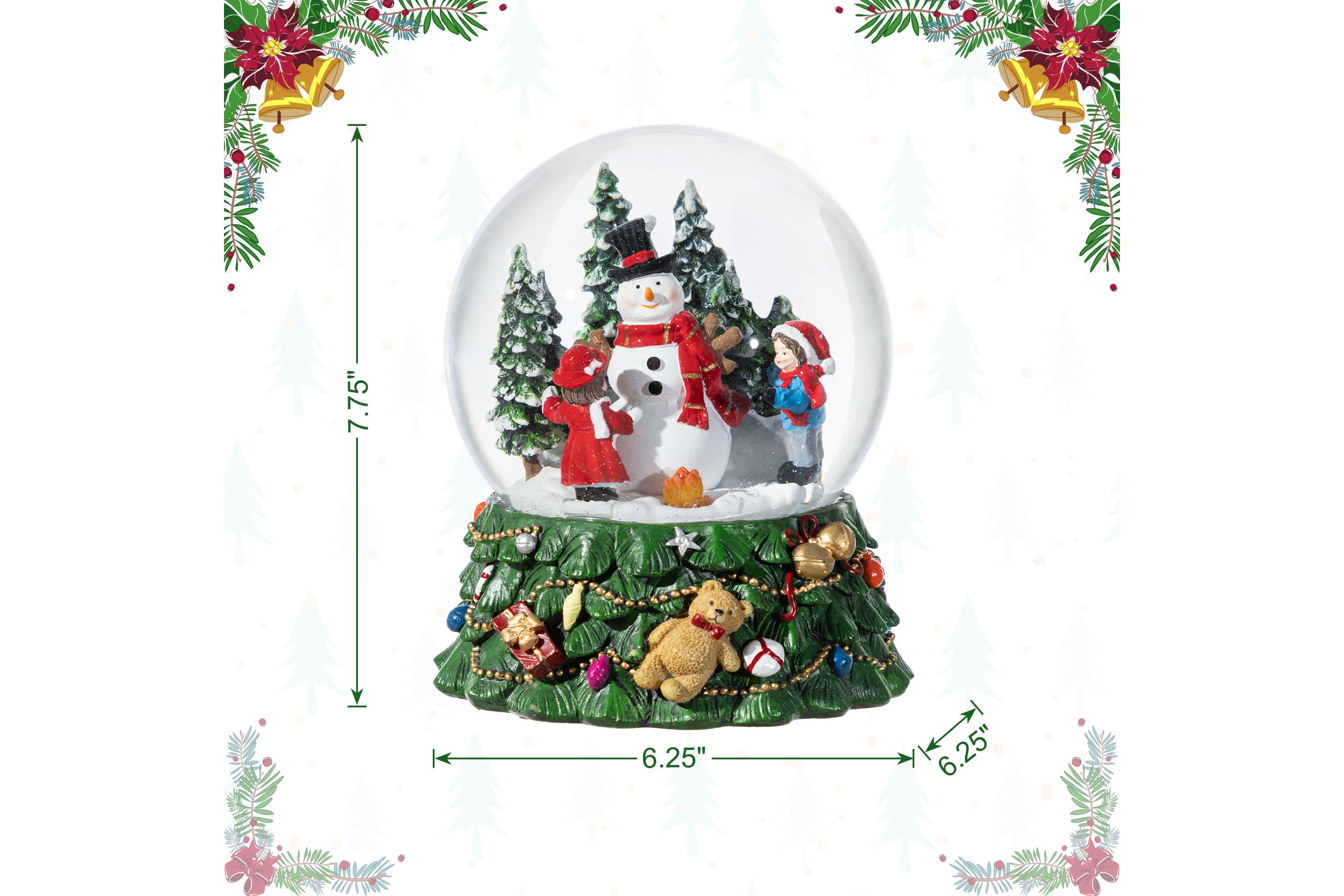 150mm Christmas Resin Lighted Musical  Snowflakes Snowman Waterglobe