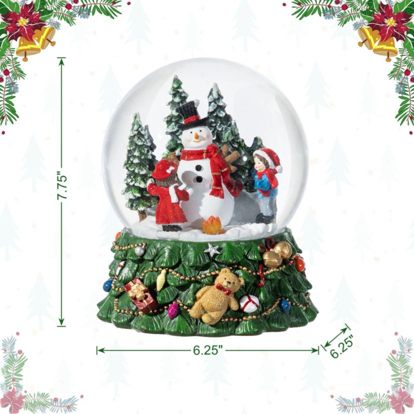 150mm Christmas Resin Lighted Musical  Snowflakes Snowman Waterglobe