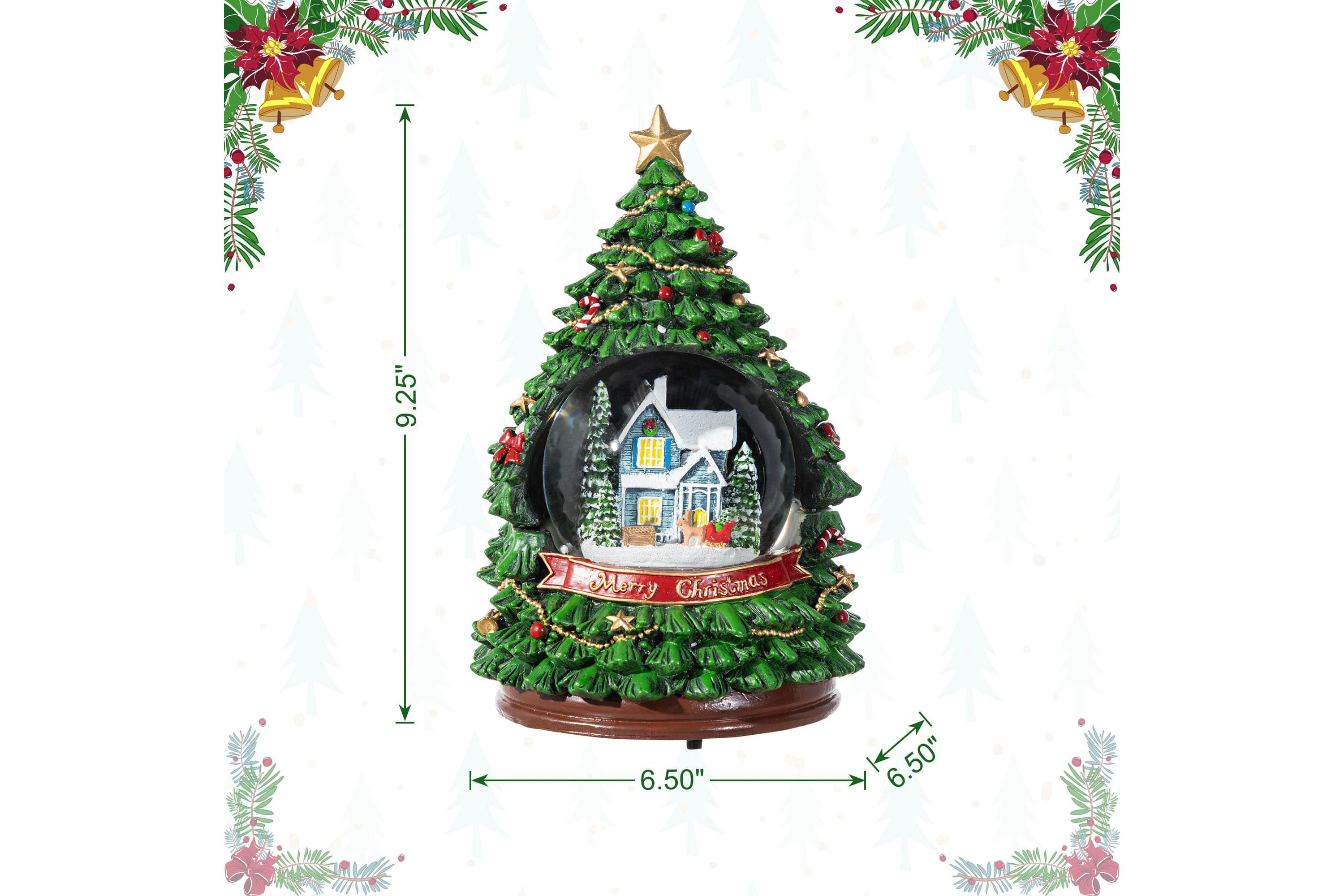 100mm Christmas Resin Lighted Musical Snowflakes Christmas Tree Waterglobe