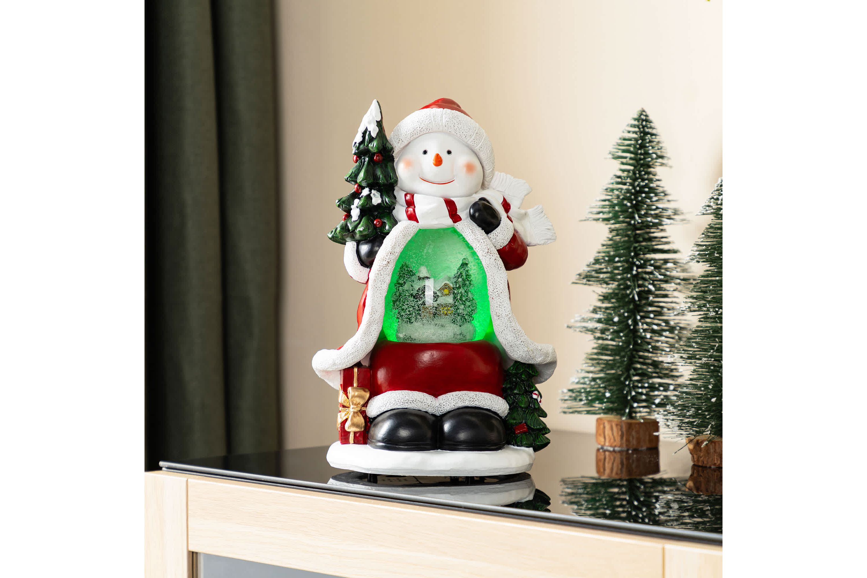 100mm Christmas Resin Lighted Snowflakes Snowman Waterglobe