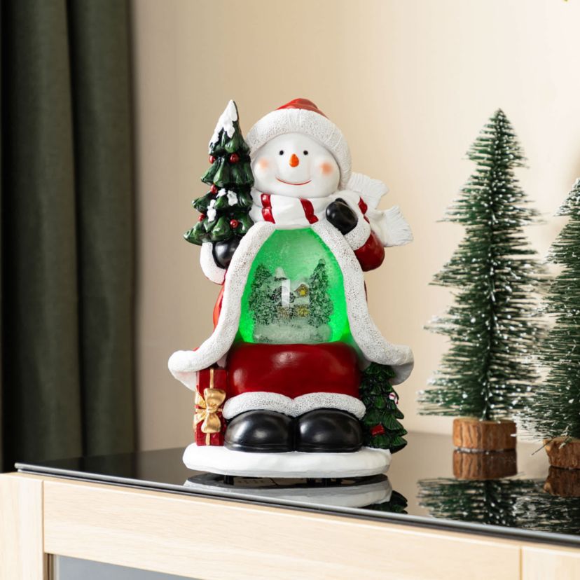 100mm Christmas Resin Lighted Snowflakes Snowman Waterglobe