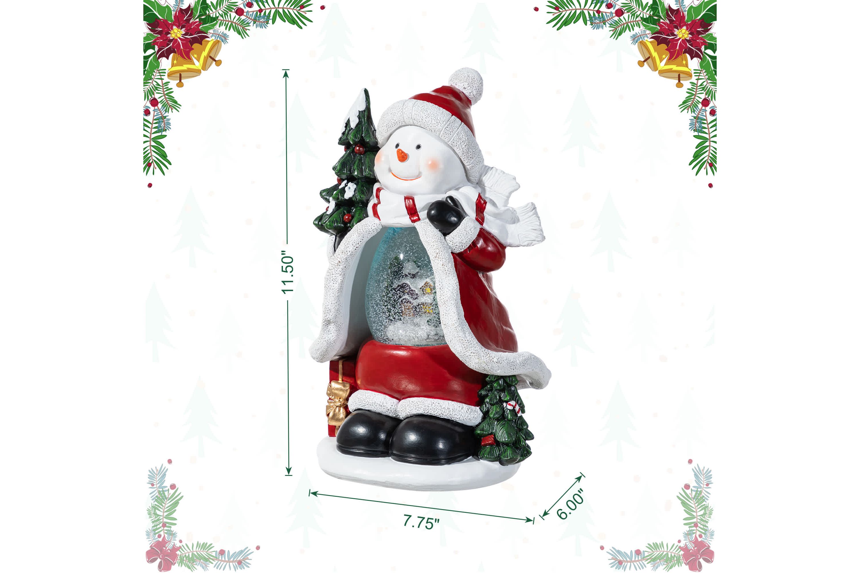 100mm Christmas Resin Lighted Snowflakes Snowman Waterglobe