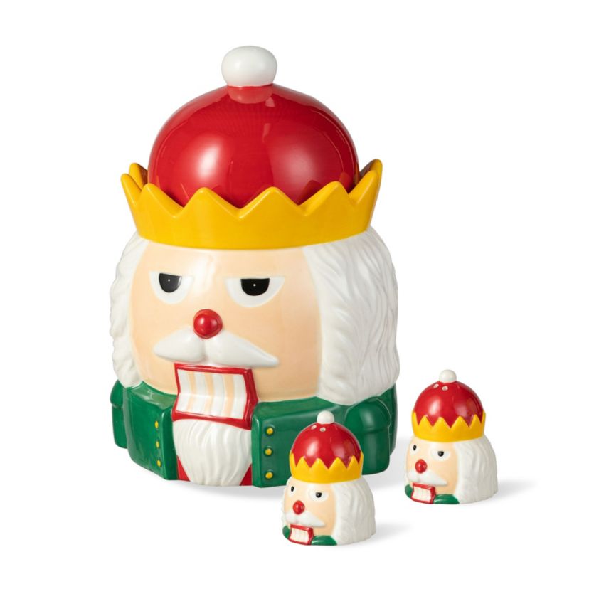 3 Piece Dolomite Christmas Nutcracker Cookie Jar Set