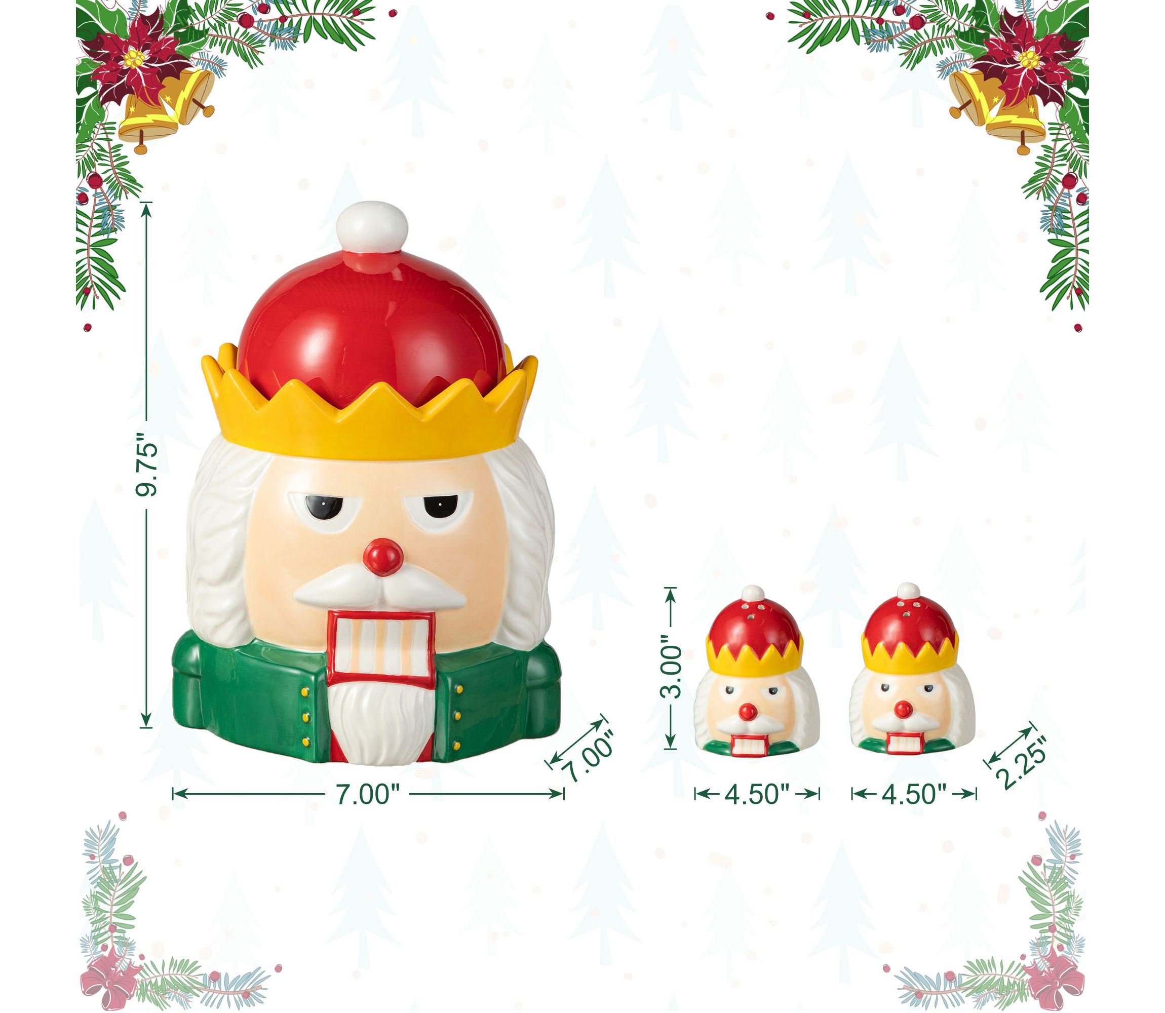 3 Piece Dolomite Christmas Nutcracker Cookie Jar Set