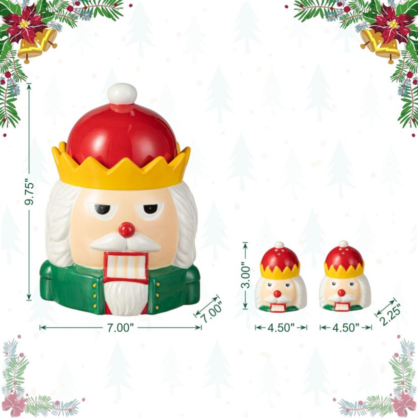 3 Piece Dolomite Christmas Nutcracker Cookie Jar Set