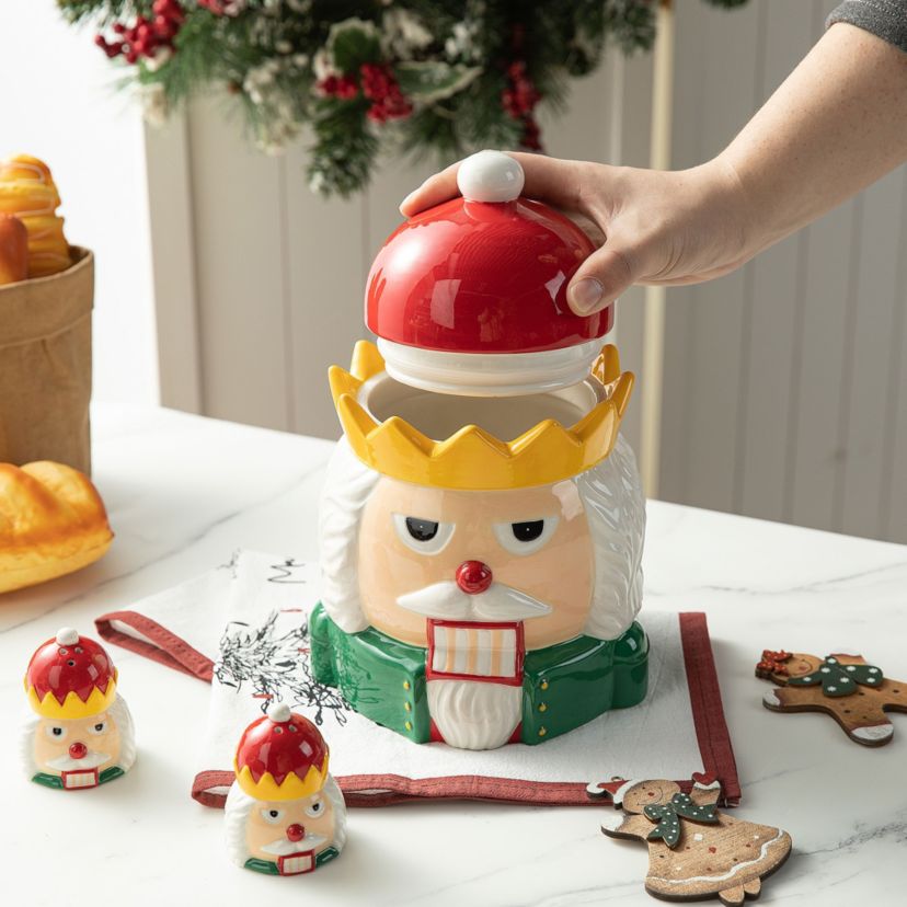 3 Piece Dolomite Christmas Nutcracker Cookie Jar Set