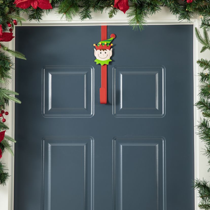 14"H Set of 3 Christmas Metal Elf, Snowman & Santa Wreath Hanger