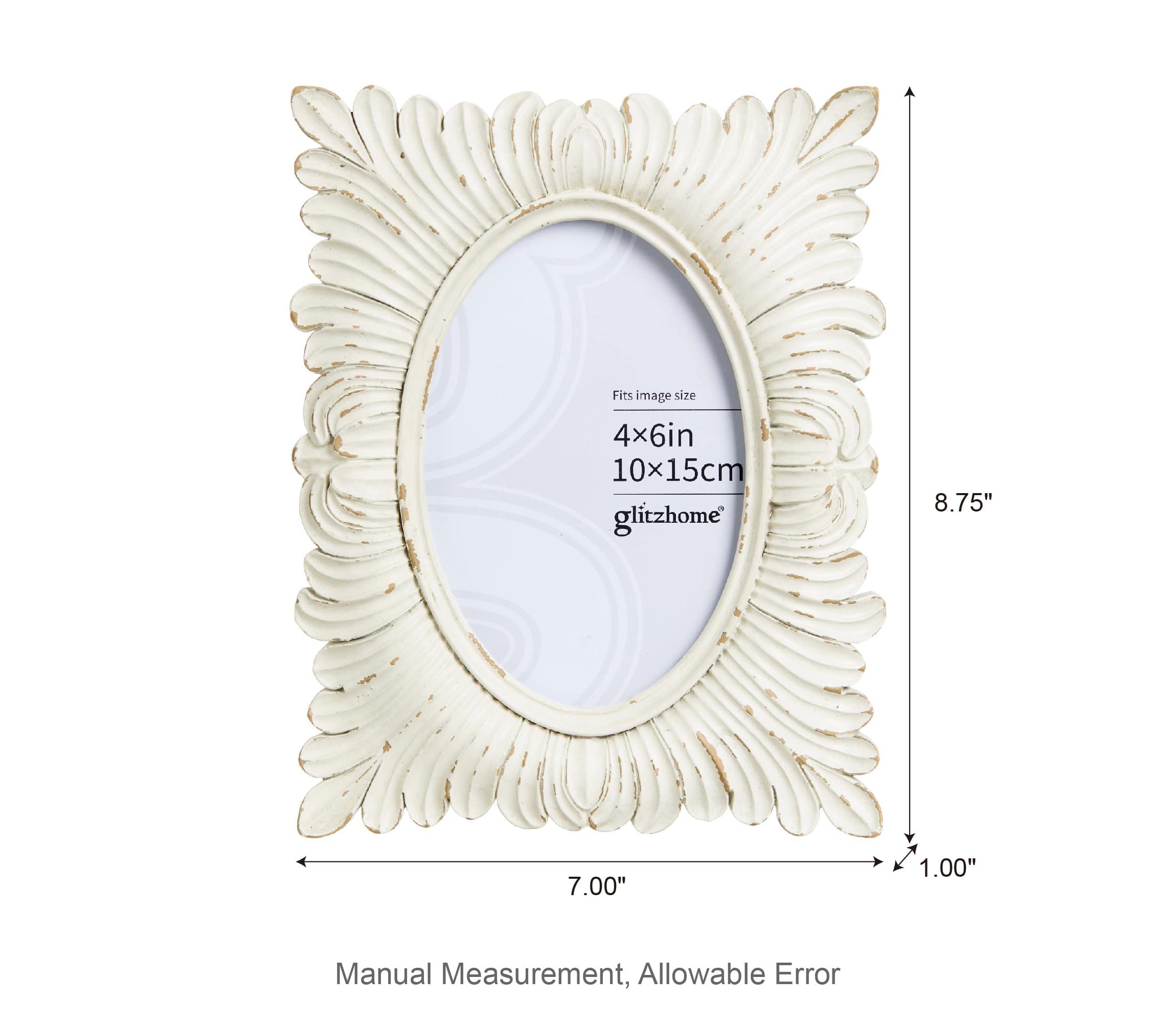 Set of 2  White Ornate Resin Tabletop Picture Frames-4x6