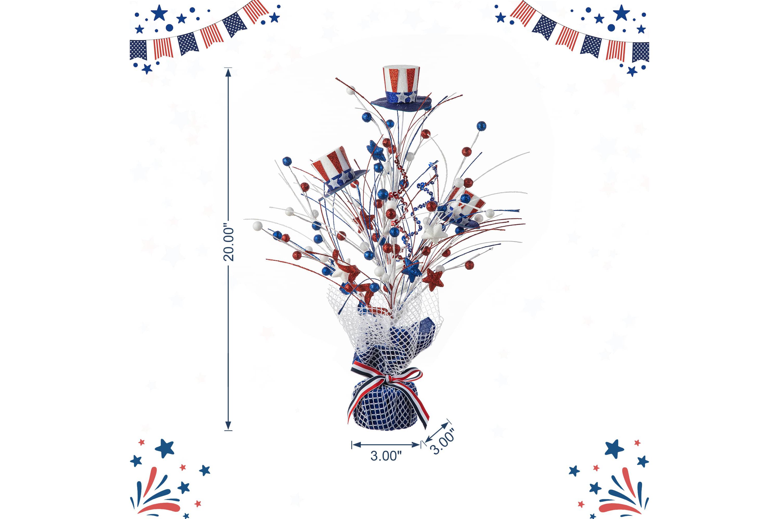 20"H Patriotic/Americana Top Hat Table Tree