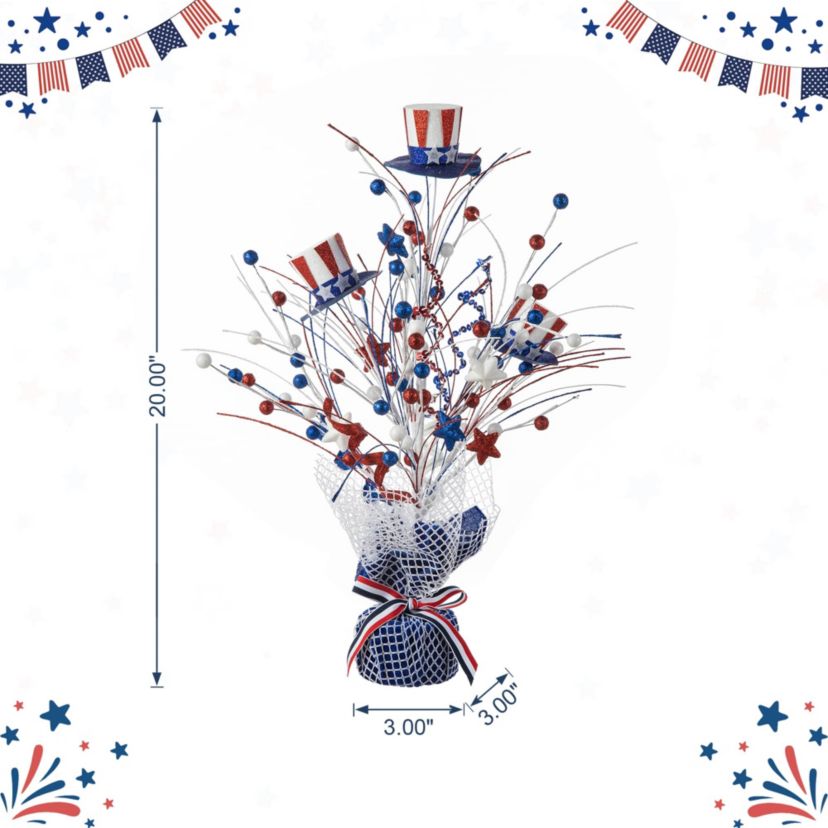 20"H Patriotic/Americana Top Hat Table Tree