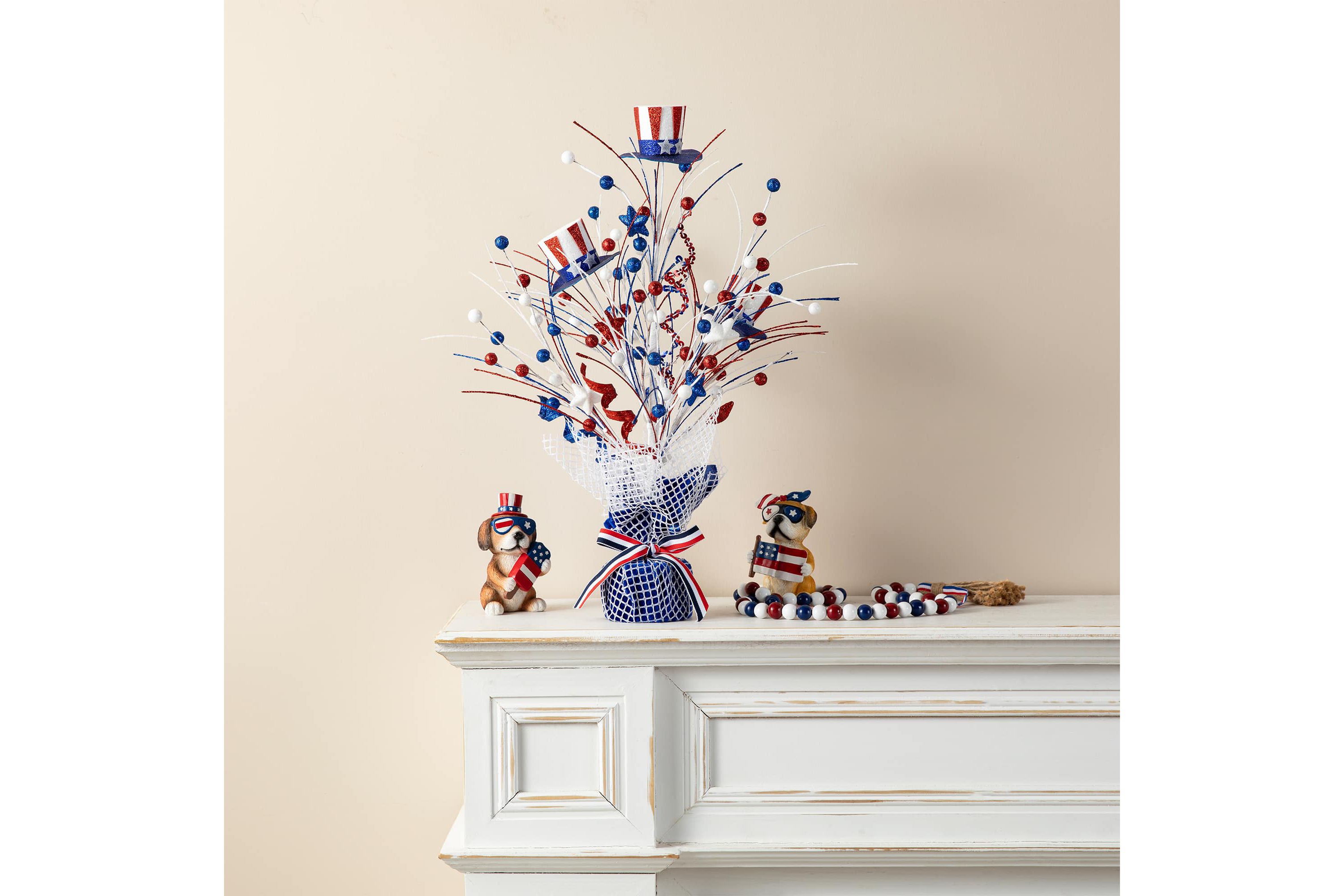 20"H Patriotic/Americana Top Hat Table Tree