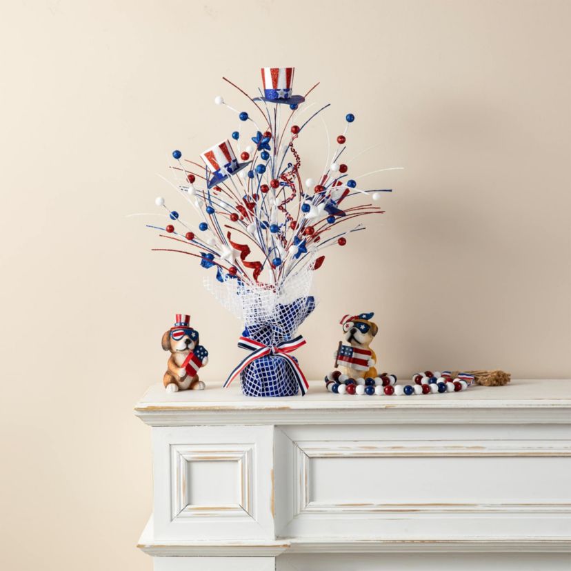 20"H Patriotic/Americana Top Hat Table Tree