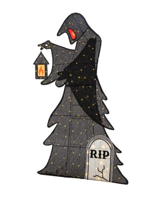 Glitzhome 60"H Lighted Halloween 2D Grim Reaper Outdoor Décor with 160 warm White LED Lights （KD）