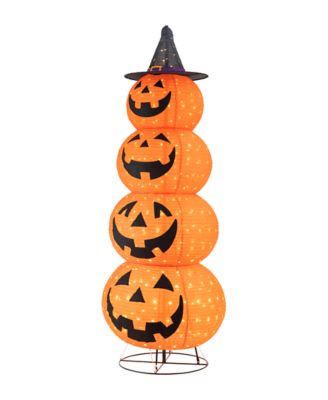 Glitzhome 94.5"H Lighted Halloween 3D Foldable Fabric Jack-O-Lantern Outdoor Décor 420 Warm White LED Lights
