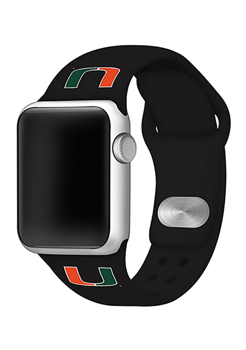 NCAA Miami Hurricanes Silicone Apple Watch Band 38 Millimeter