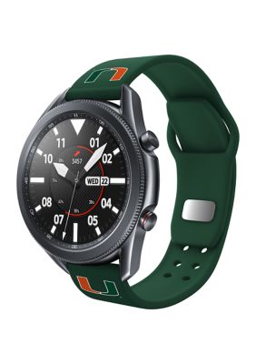 Affinity Bands NCAA Miami Hurricanes 20 Millimeter Silicone Band Compatible with Samsung Watch, Green, 22 mm