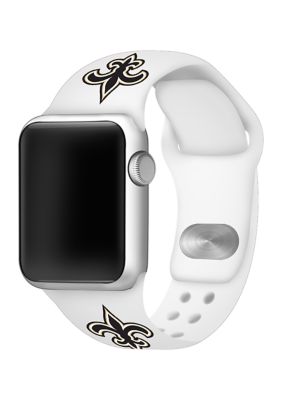 GameTime Bands NFL New England Patriots Silicone Apple Watch Band, White, 38 mm -  0680487165821