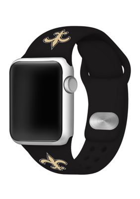 GameTime Bands NFL New Orleans Saints 42 Millimeter Silicone Apple Watch Band, Black -  0680487135701