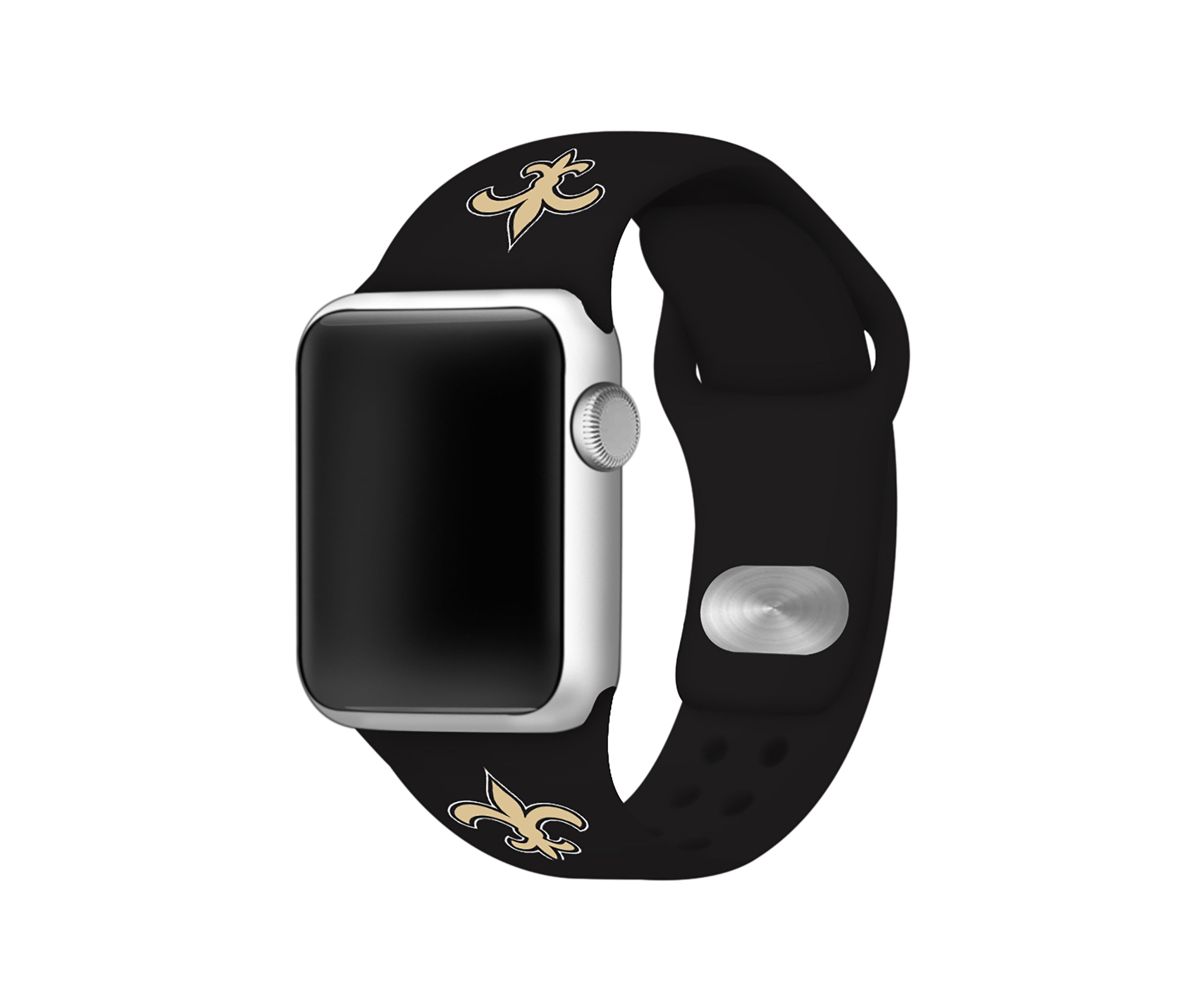 NFL New Orleans Saints 42 Millimeter Silicone Apple Watch Band