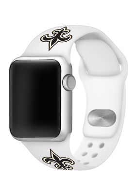 GameTime Bands NFL New Orleans Saints 42 Millimeter Silicone Apple Watch Band, White -  0680487167481