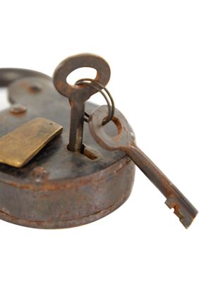 Vintage Brass Metal Lock And Key