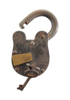 Vintage Brass Metal Lock And Key