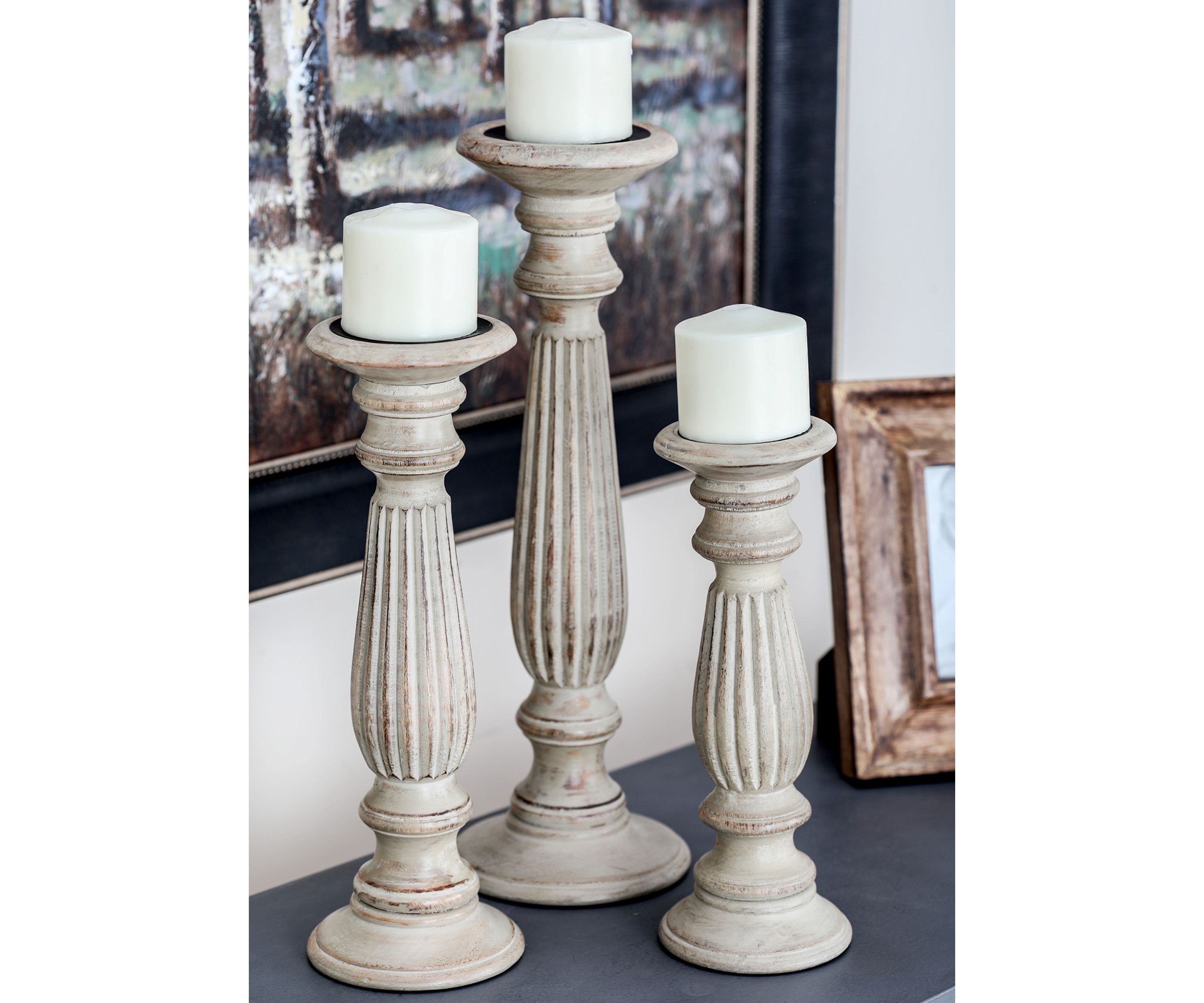 Traditional Mango Wood Candle Holder - Set of 3