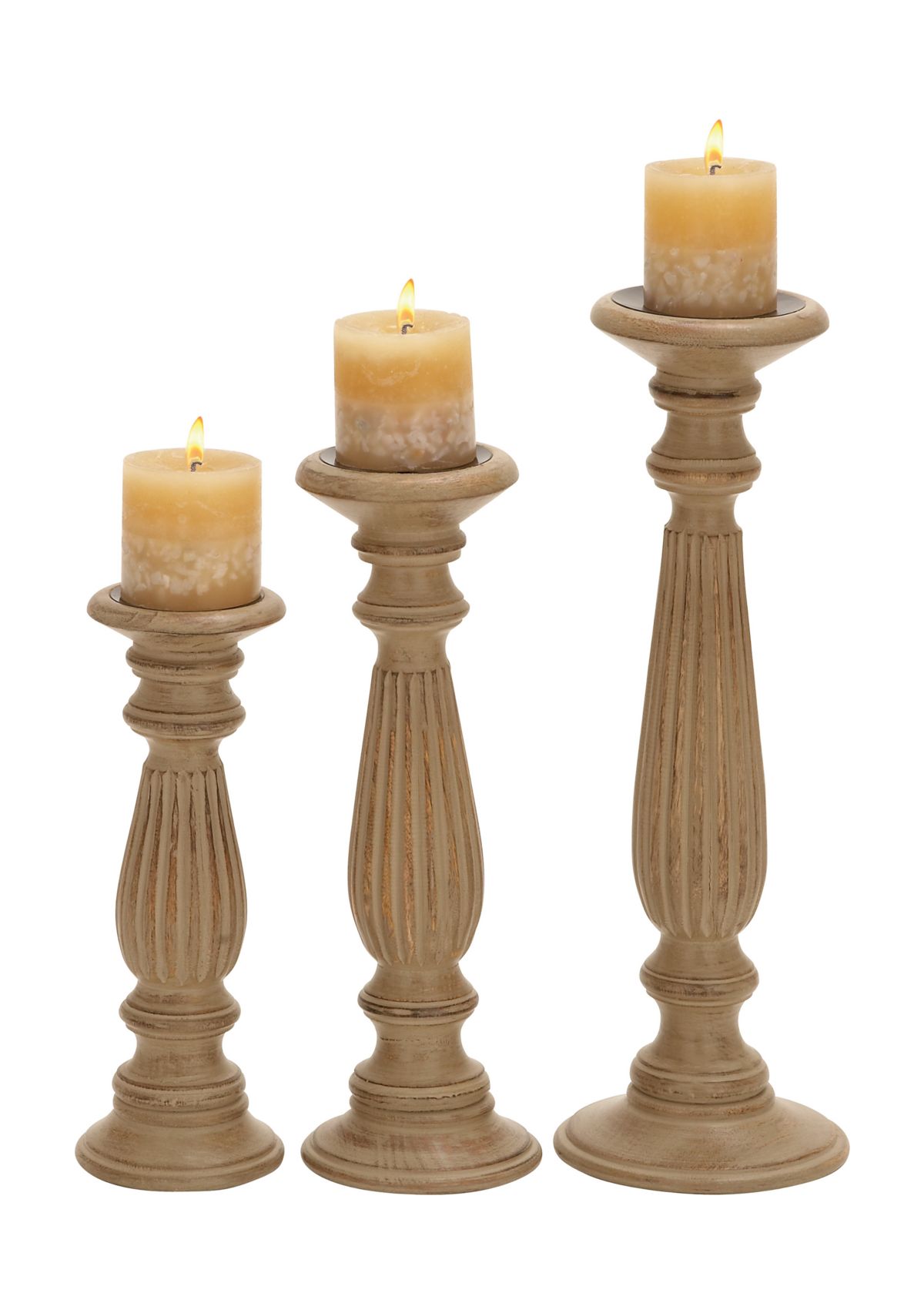 Traditional Mango Wood Candle Holder - Set of 3