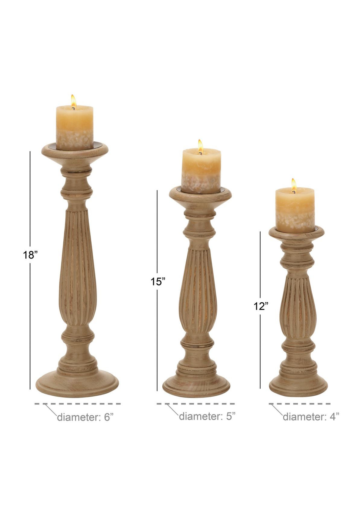 Traditional Mango Wood Candle Holder - Set of 3