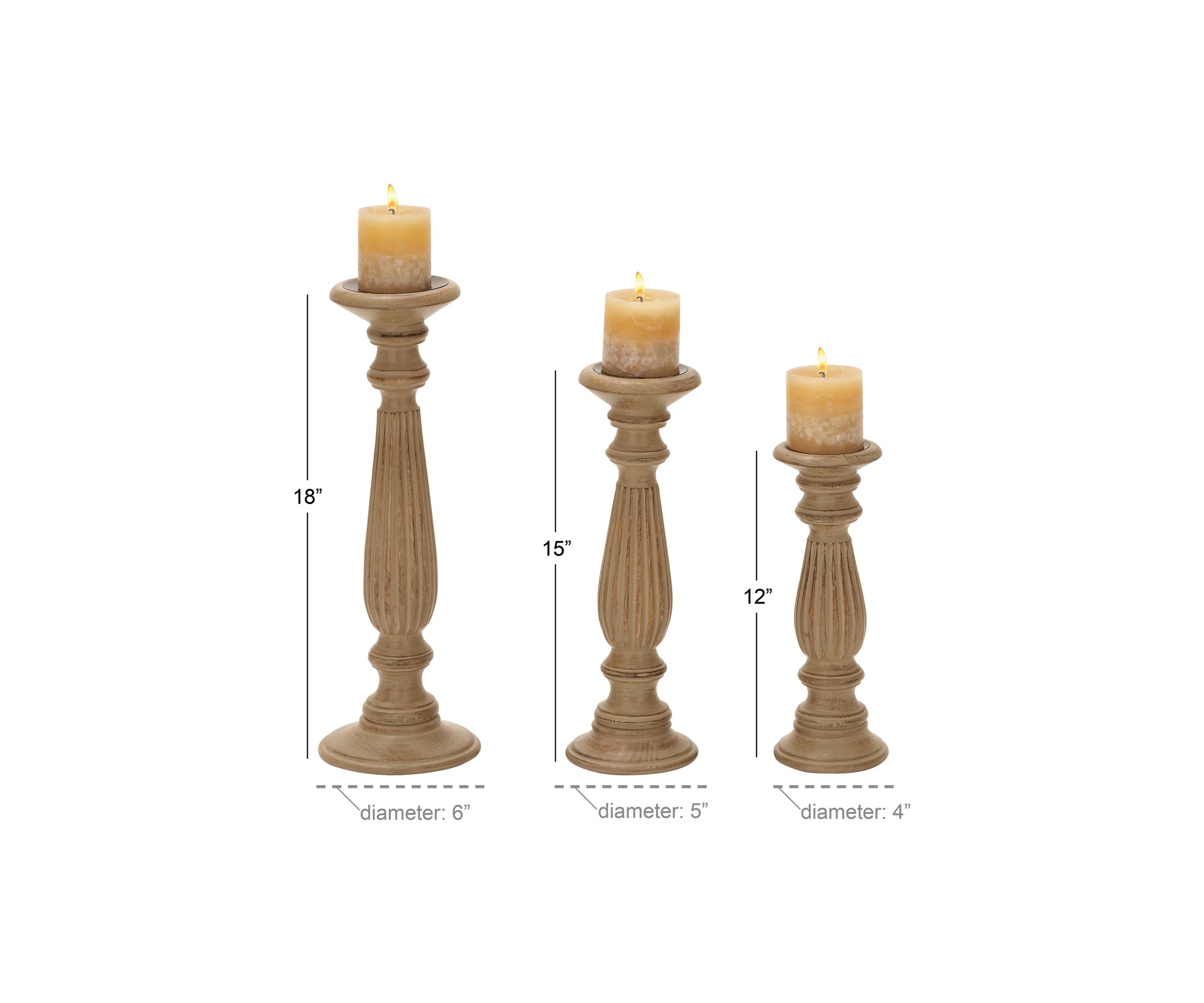 Traditional Mango Wood Candle Holder - Set of 3