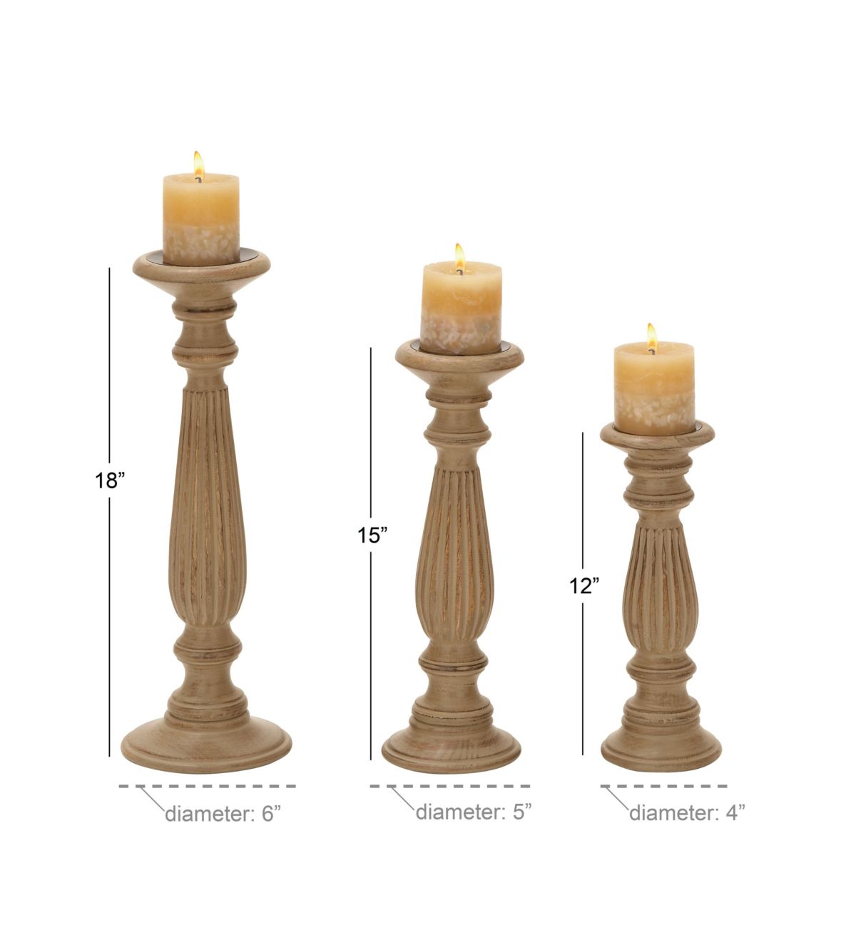 Traditional Mango Wood Candle Holder - Set of 3