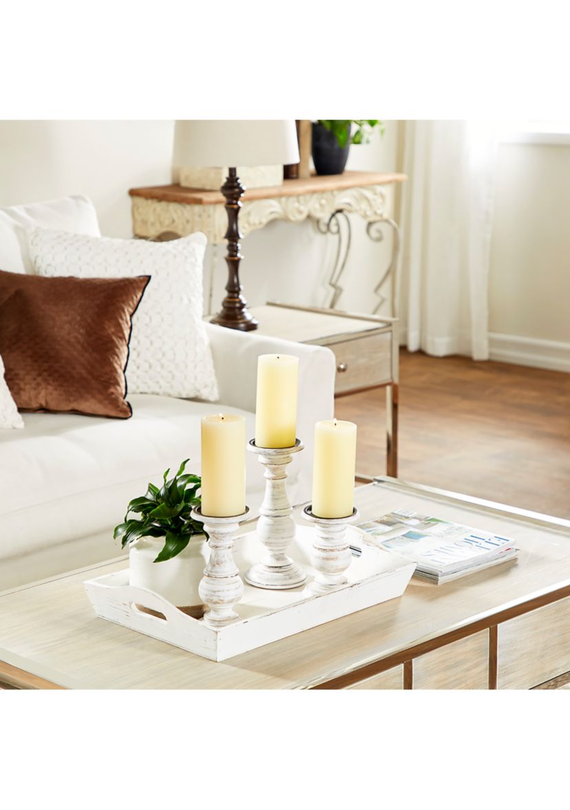 Traditional Mango Wood Candle Holder - Set of 3