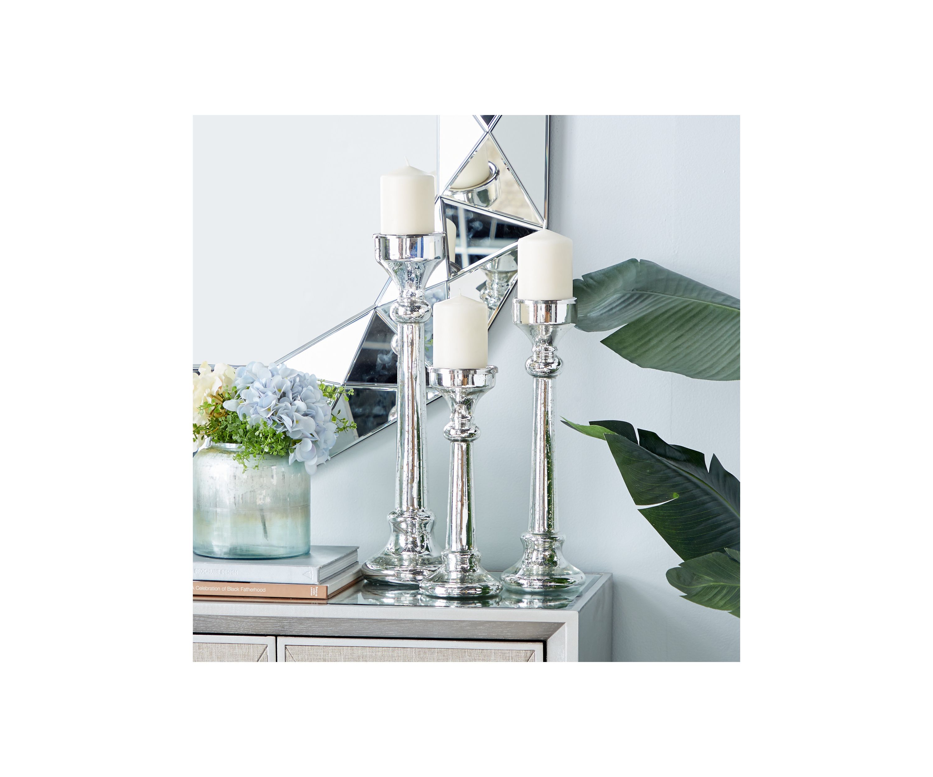 Vintage Glass Candle Holder - Set of 3