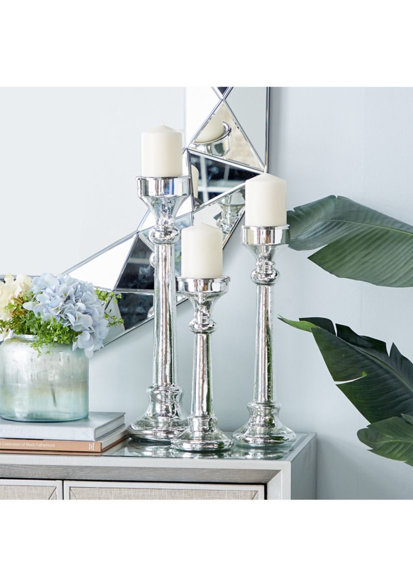 Vintage Glass Candle Holder - Set of 3