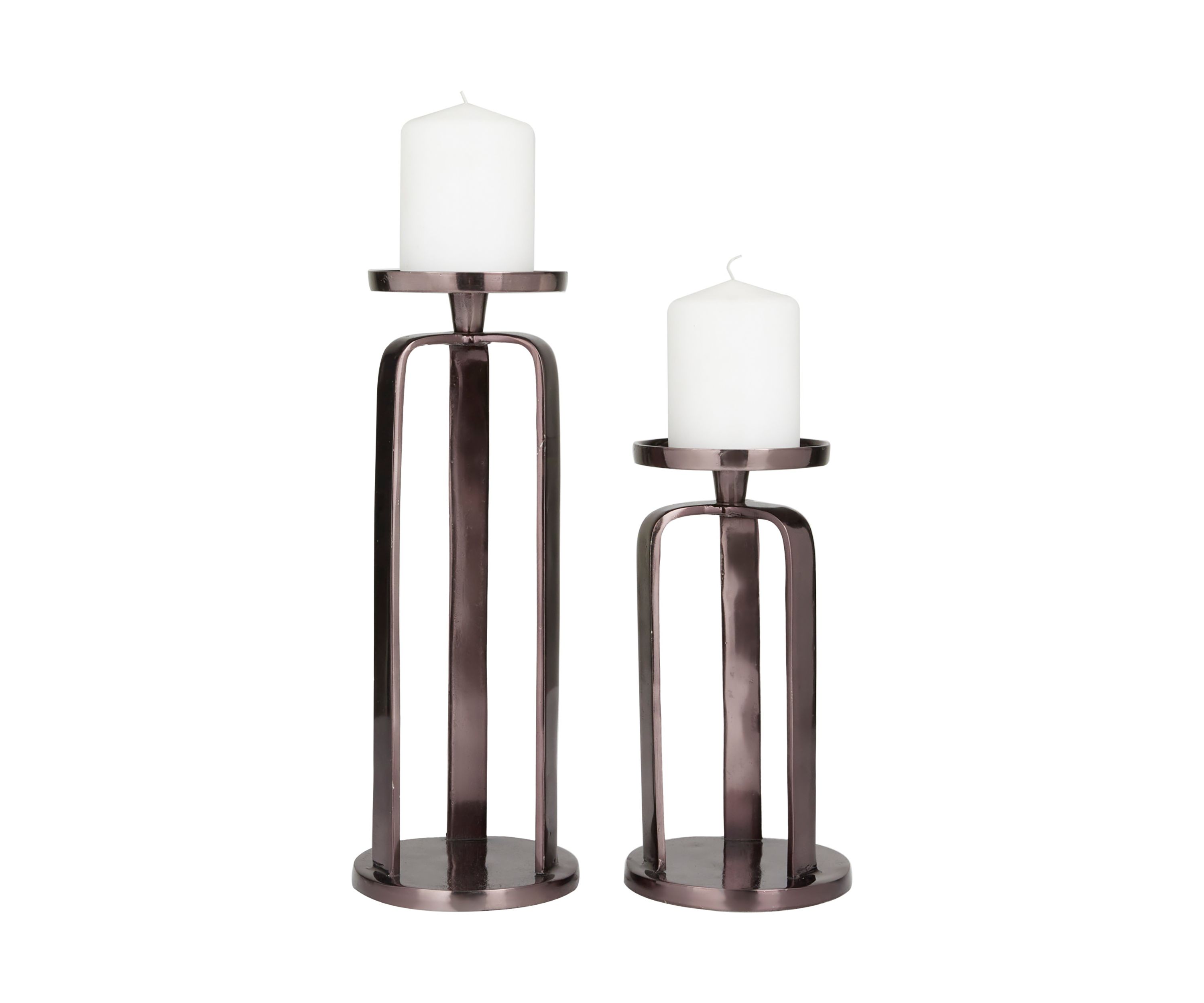 Modern Aluminum Metal Candle Holder - Set of 2