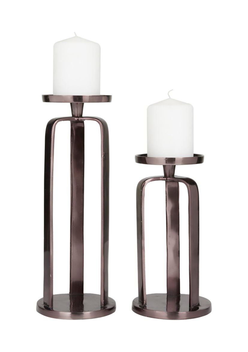 Modern Aluminum Metal Candle Holder - Set of 2