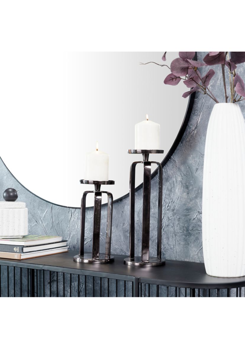 Modern Aluminum Metal Candle Holder - Set of 2
