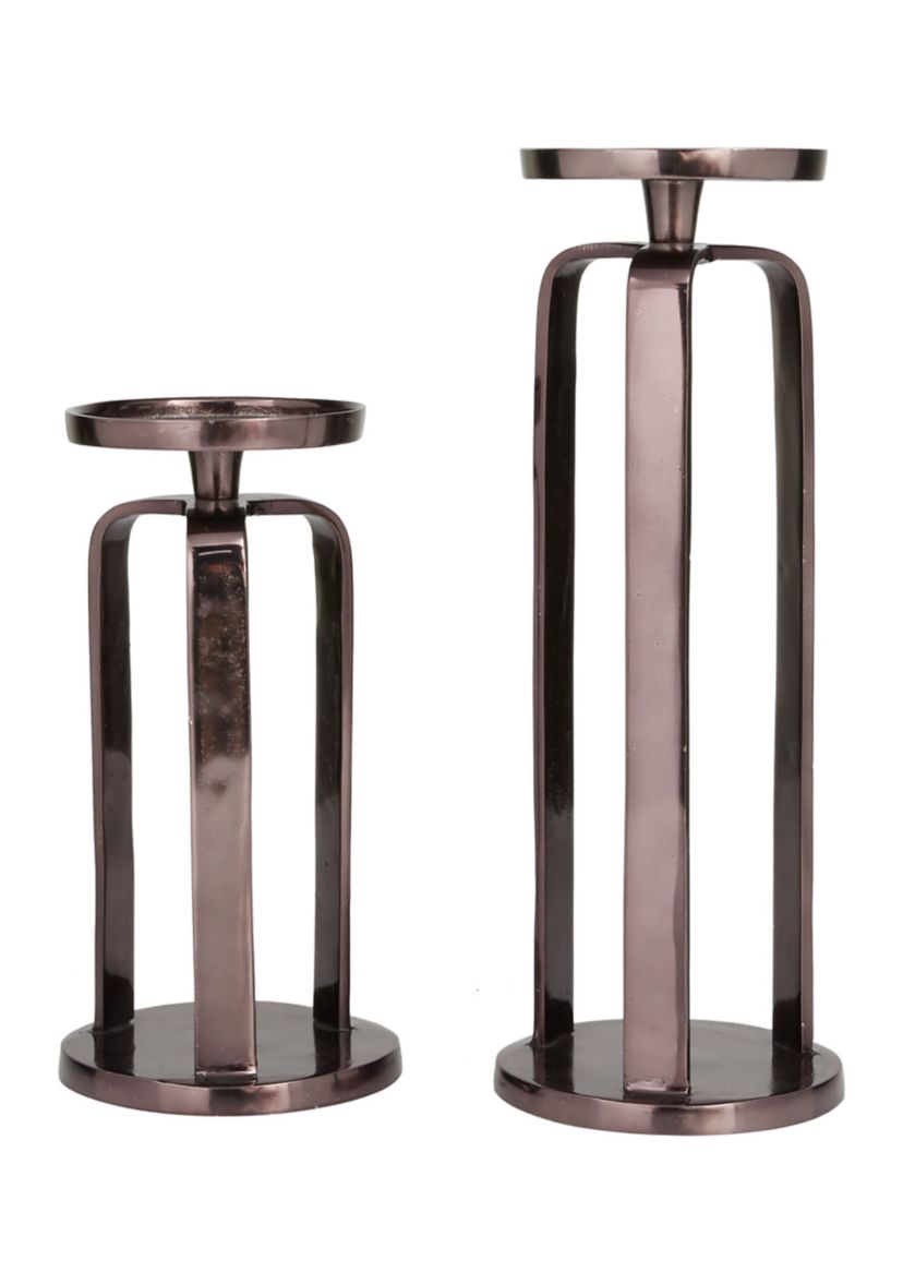 Modern Aluminum Metal Candle Holder - Set of 2