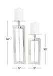 Nickel Contemporary Candle Holder  Set of 2