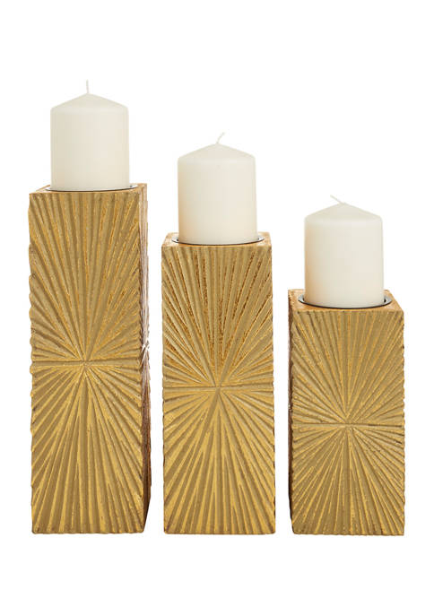 Monroe Lane Wood Contemporary Candle Holder Set of