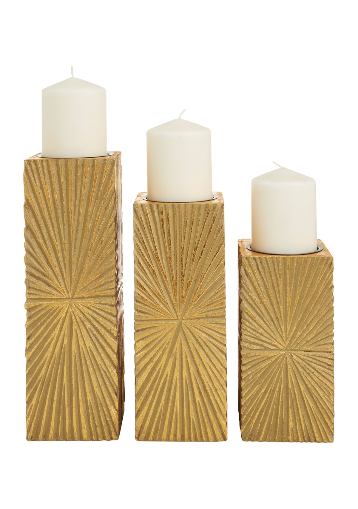 Contemporary Wooden Candle Holder - Set of 3
