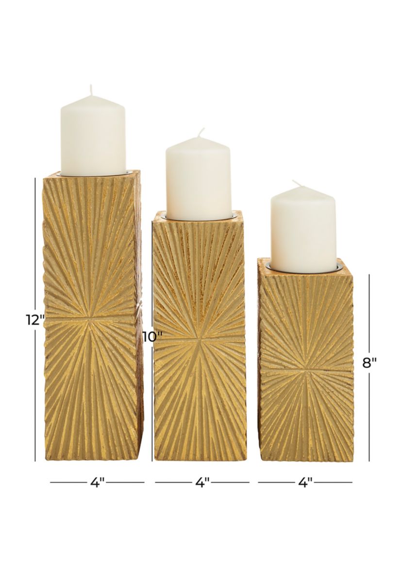 Contemporary Wooden Candle Holder - Set of 3