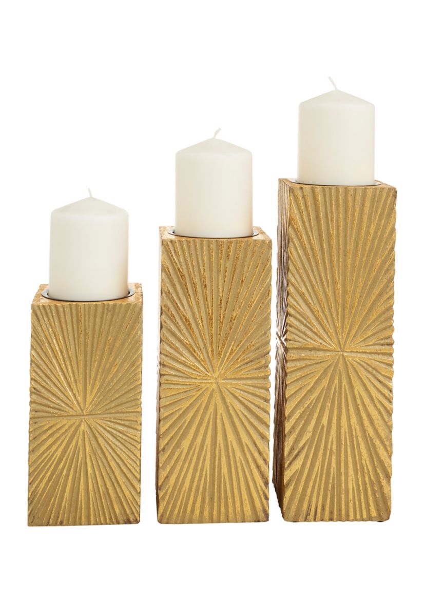 Contemporary Wooden Candle Holder - Set of 3