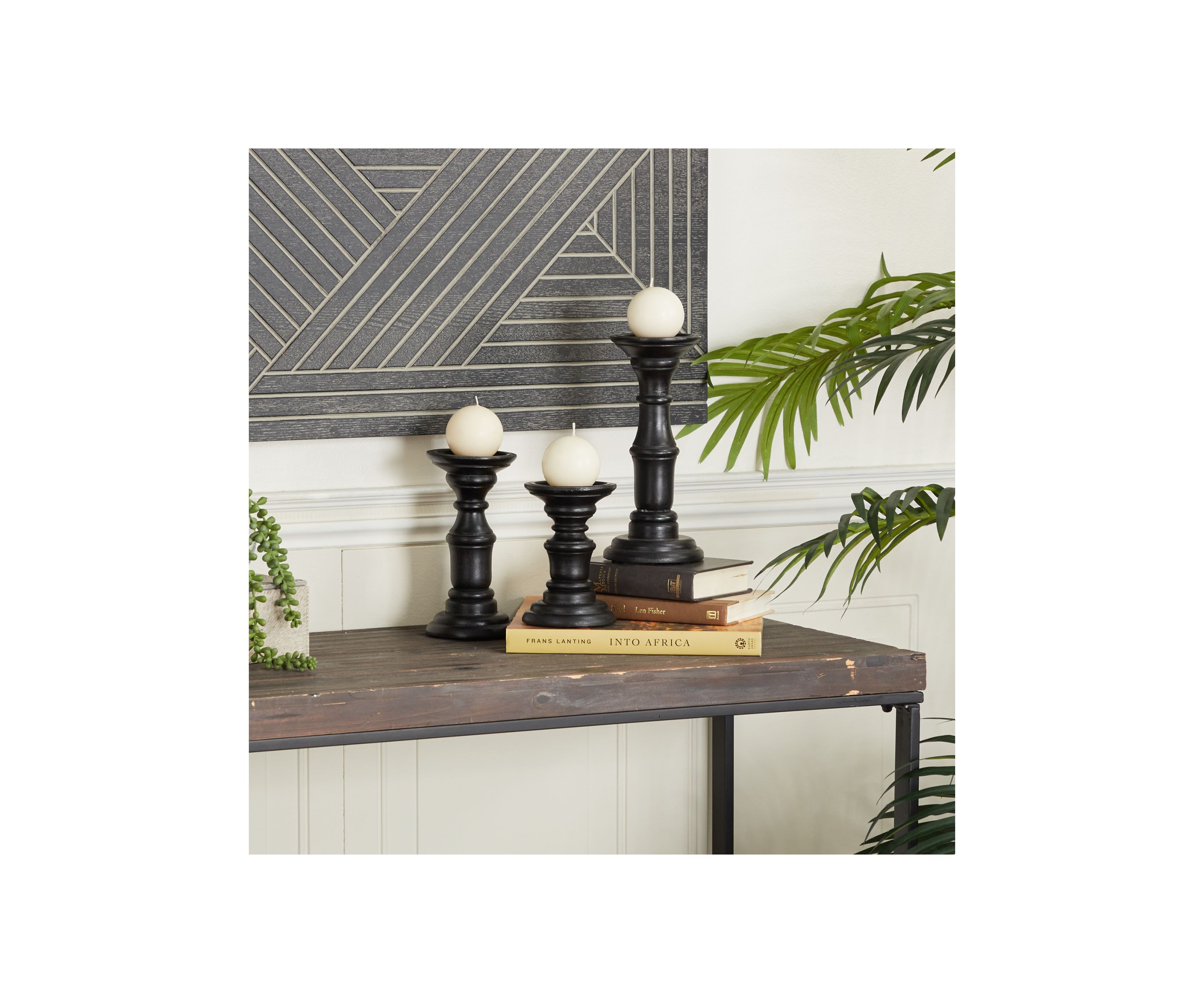 Traditional Mango Wood Candle Holder - Set of 3