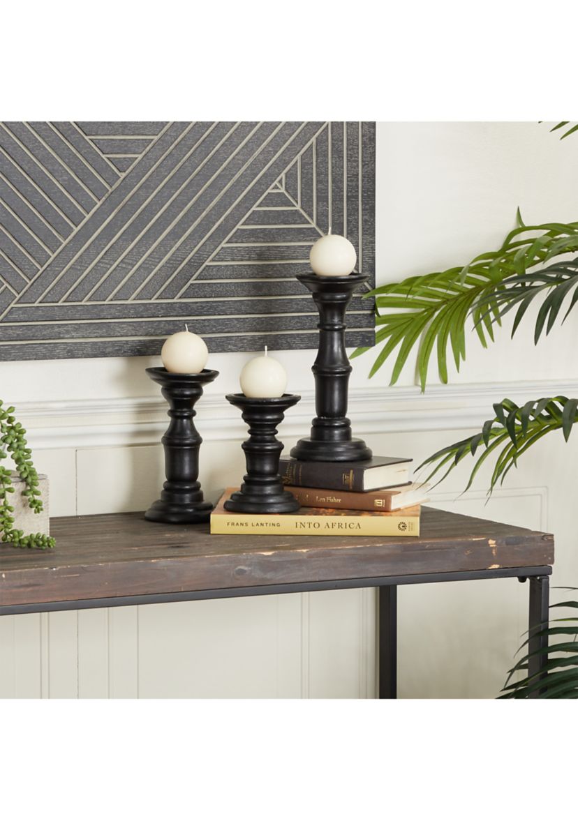 Traditional Mango Wood Candle Holder - Set of 3