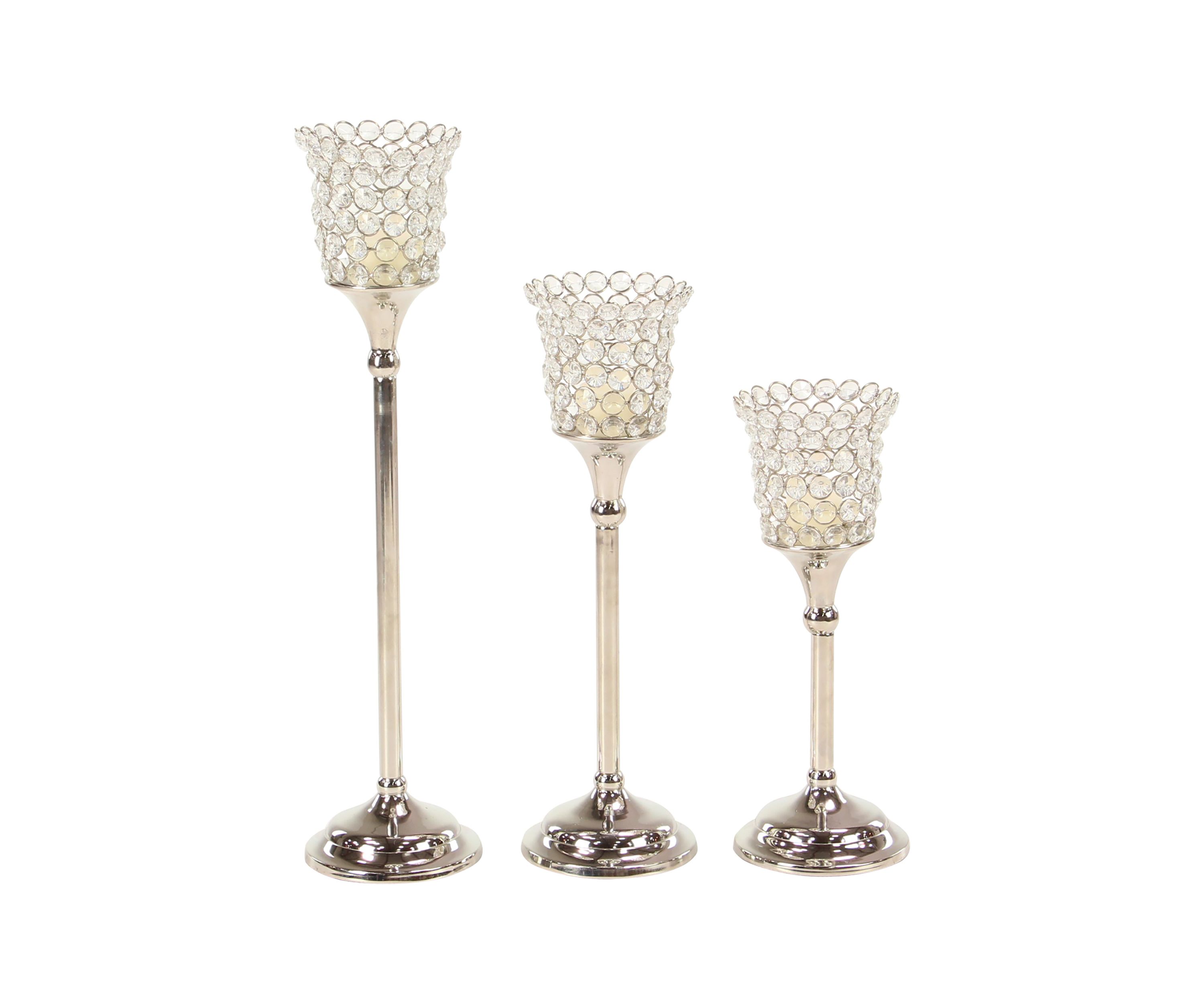 Glam Aluminum Hurricane Lamp - Set of 3