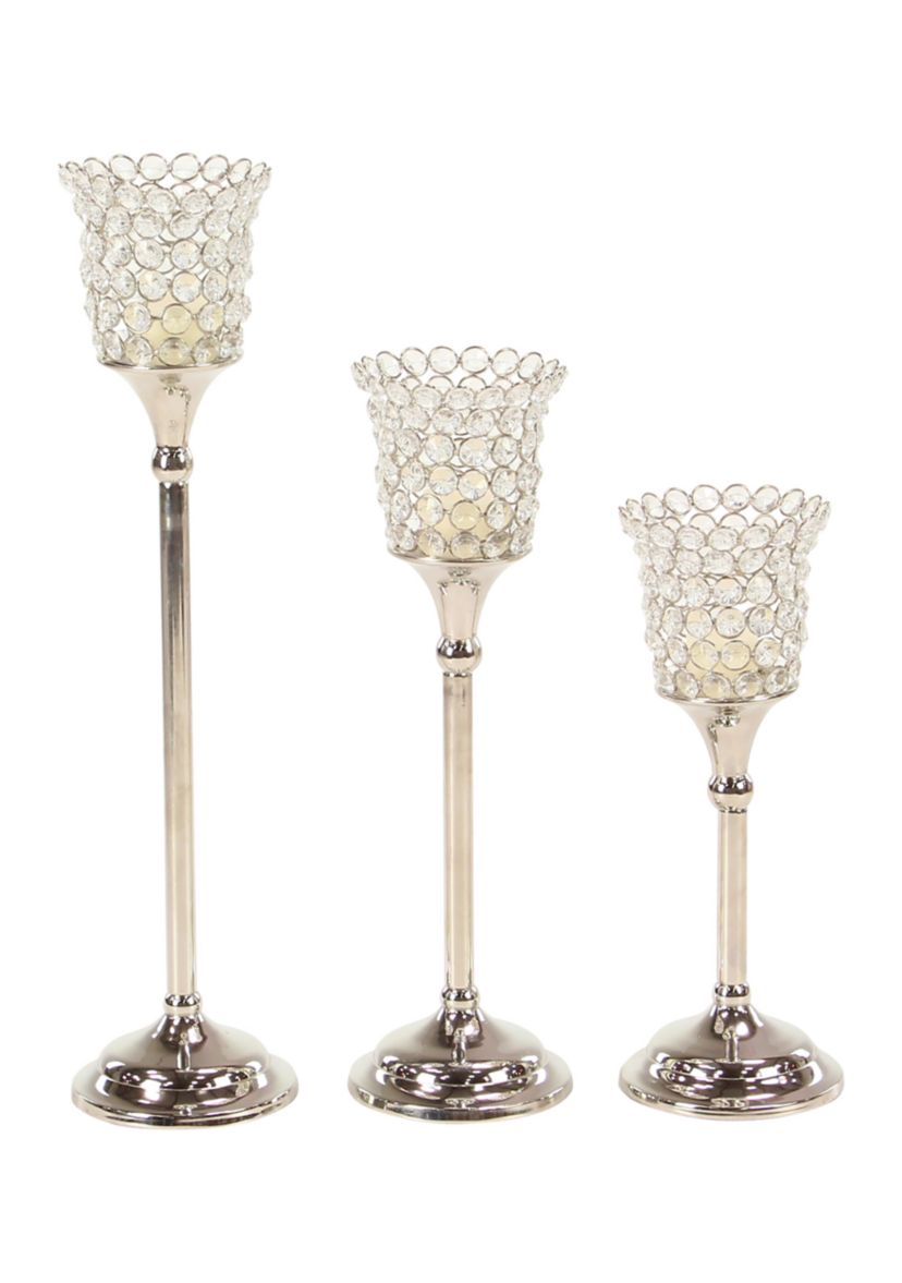 Glam Aluminum Hurricane Lamp - Set of 3