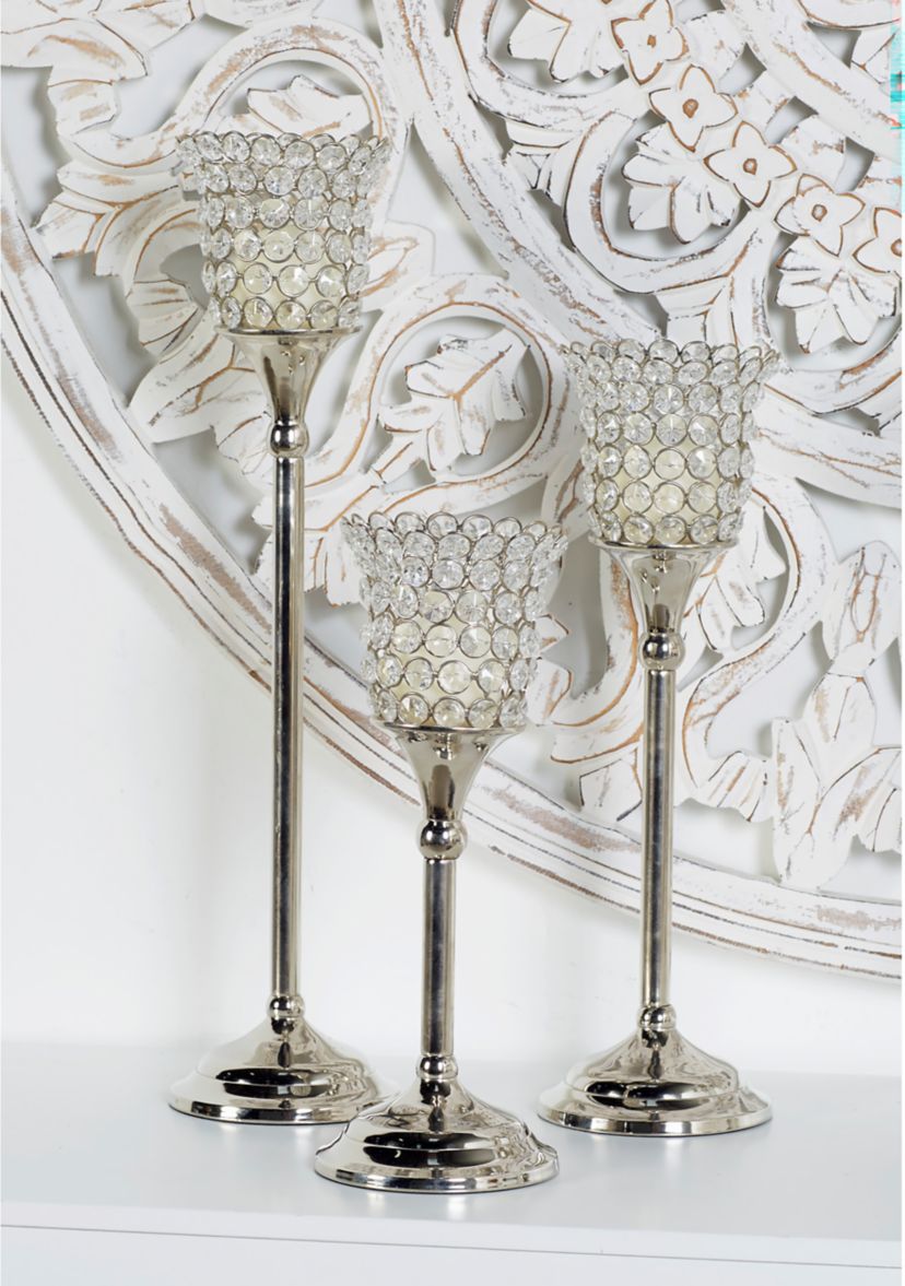 Glam Aluminum Hurricane Lamp - Set of 3