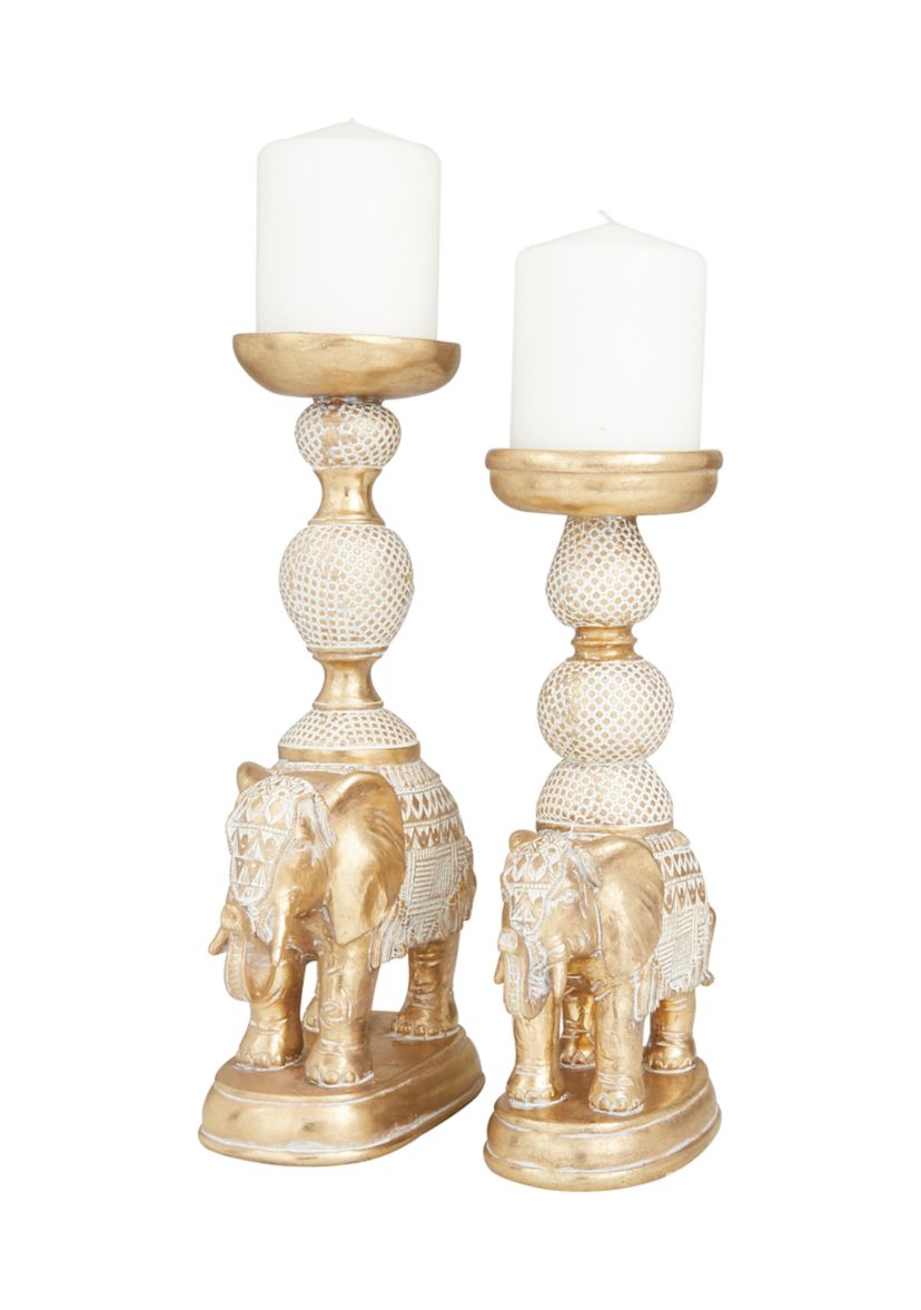 Traditional Polystone Candle Holder - Set of 2